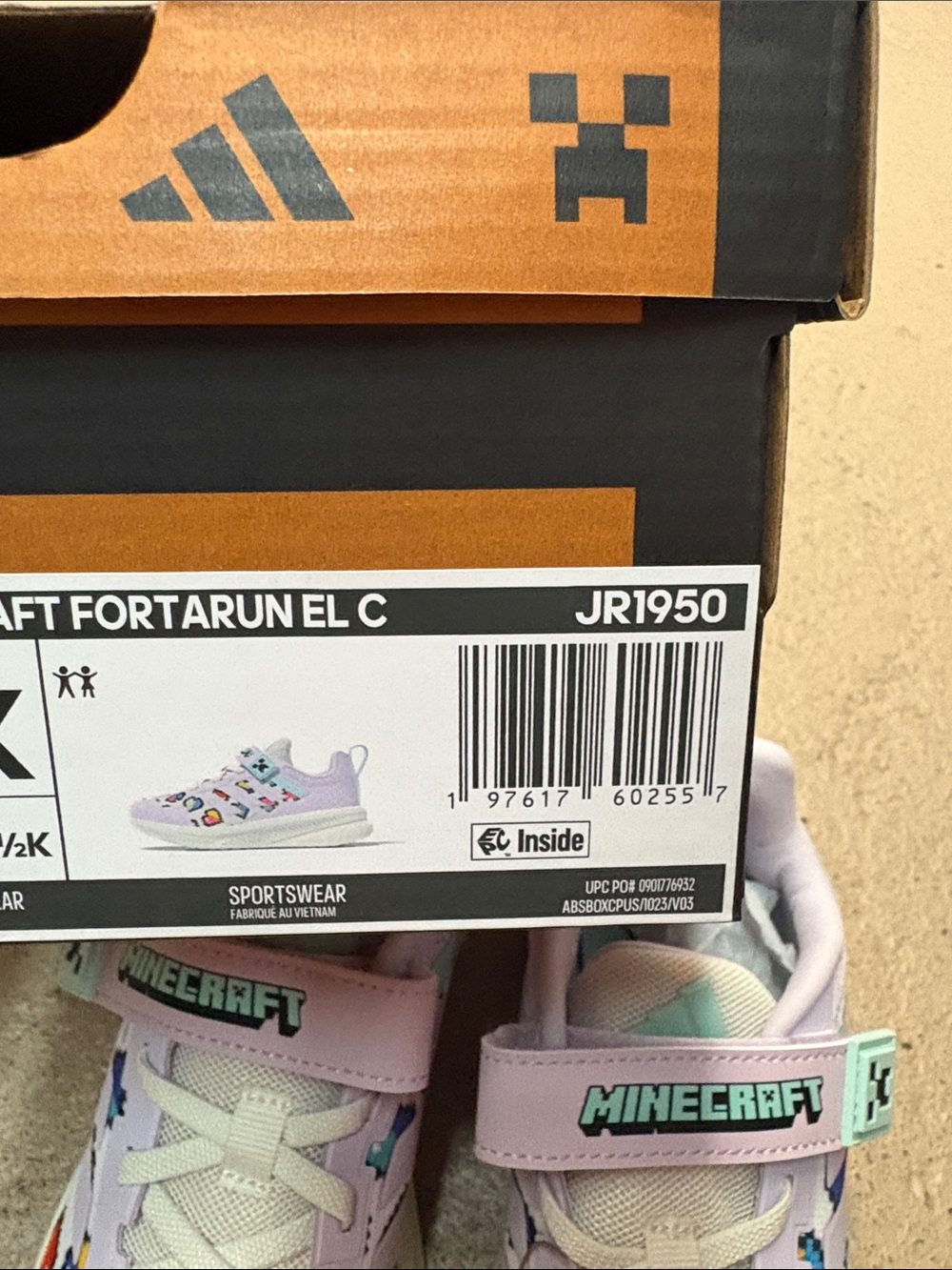 adidas Kids Lavender & Mint Minecraft Pixel Heart Sneakers - Picture 3 of 3